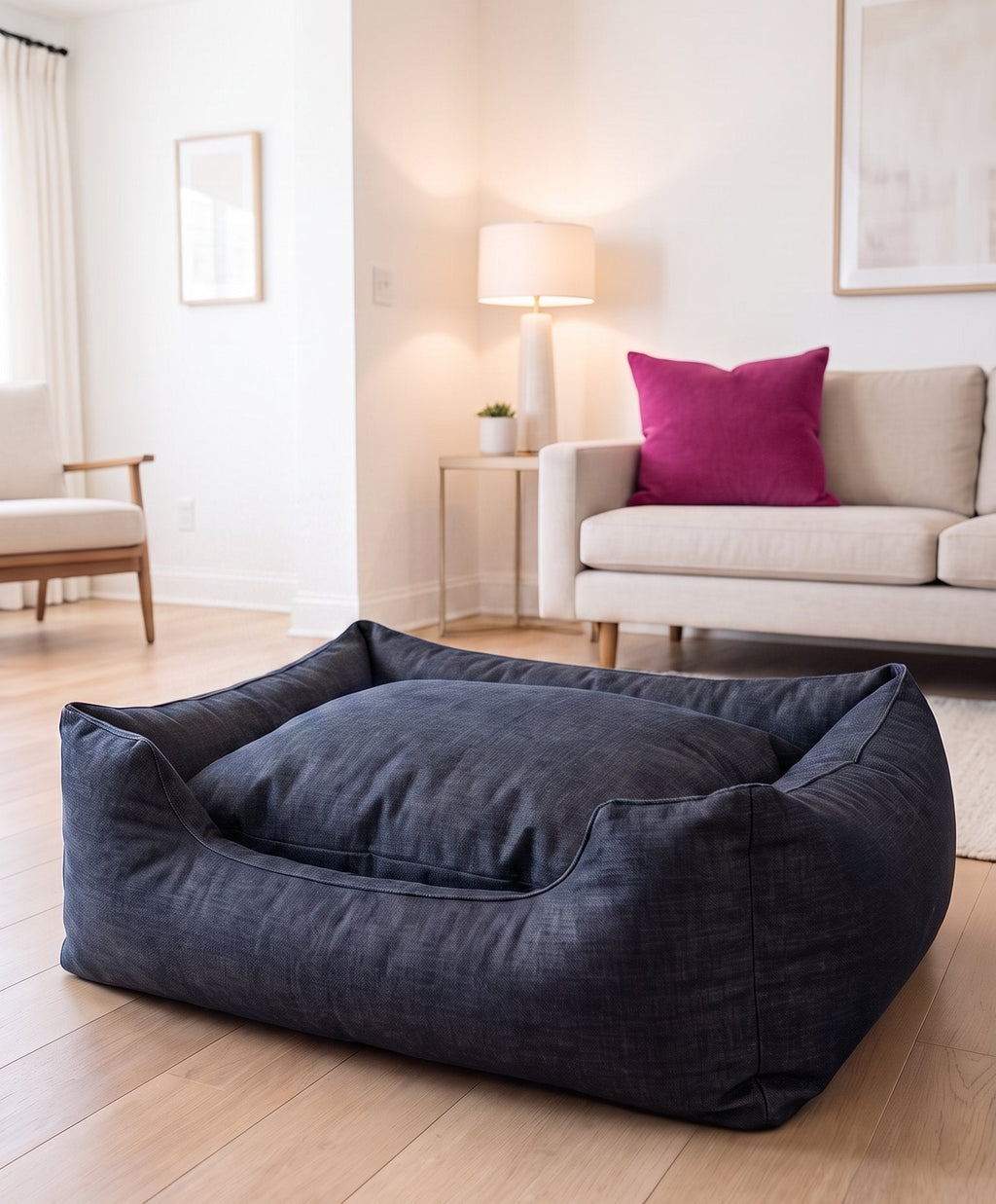 Denim Rectangular Dog Bed